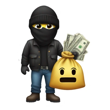 Robber emoji with beanie and bag of cash  sticker