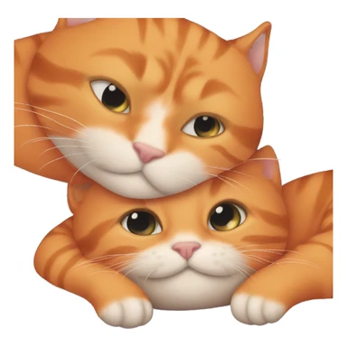 Two separate orange cats cuddling together sticker