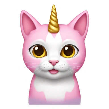 Pink princess-cat with unicorn horn sticker