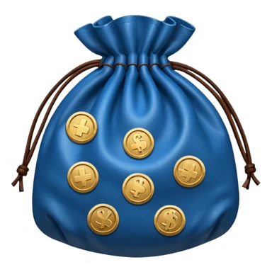 blue coins inside brown money bag sticker
