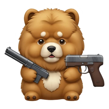chow chow holding a gun sticker