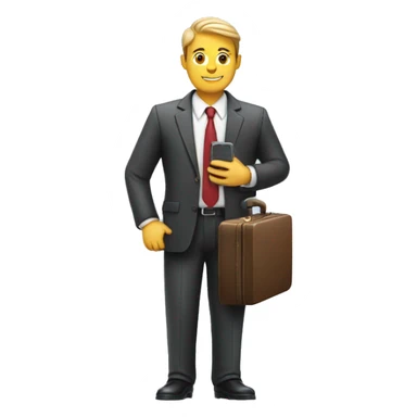 business man holding a suitcase and a phone sticker