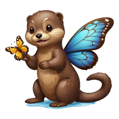 otter eating a butterfly sticker