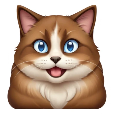 Cinematic Cute Yawning Brown Mantle Snowshoe Cat Portrait Emoji, Head tilted slightly with a dramatic, wide-open yawn, smooth brown fur draping elegantly over its back with contrasting white paws, chest, and facial markings, piercing icy-blue eyes that are barely open, Simplified yet irresistibly adorable features, highly detailed, glowing with a soft, cozy glow, high shine, relaxed yet expressive, stylized with a touch of whimsy, bright and endearing, soft glowing outline, capturing the essence of a sleepy yet affectionate kitty, so drowsy it feels like it could stretch right out of the screen and curl up for a nap! sticker