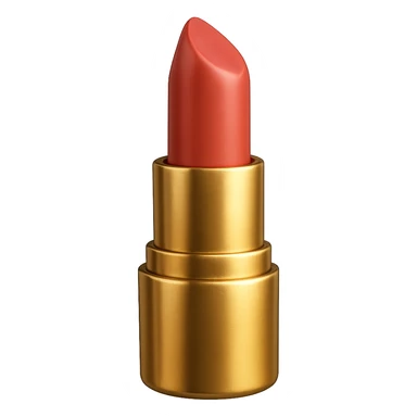 Edit this image to a realistic lipstick emoji with a gold case in a photorealistic style. Remove the background completely. sticker