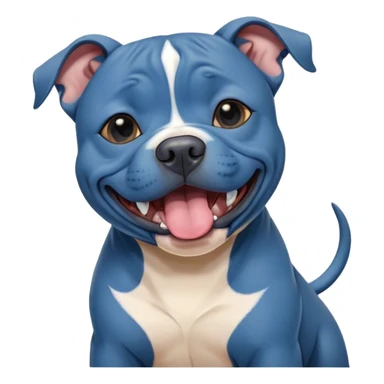Cinematic Cute Yawning Blue Staffordshire Bull Terrier Portrait Emoji, Head tilted slightly with a dramatic, wide-open yawn, showcasing a smooth blue Fur with a refined texture, floppy ears slightly drooping, round dark eyes barely open in drowsy contentment, Simplified yet irresistibly adorable features, highly detailed, glowing with a soft, cozy glow, high shine, relaxed yet expressive, stylized with a touch of whimsy, bright and endearing, soft glowing outline, capturing the essence of a sleepy yet affectionate guardian, so drowsy it feels like it could stretch right out of the screen and curl up for a nap! sticker
