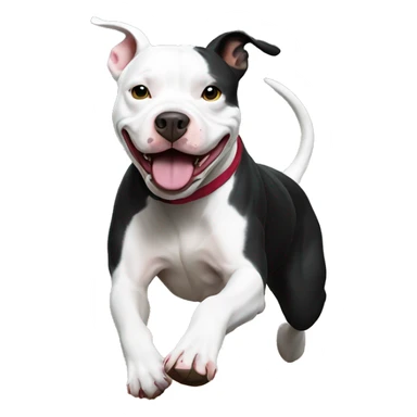 Black and white pitbull running sticker