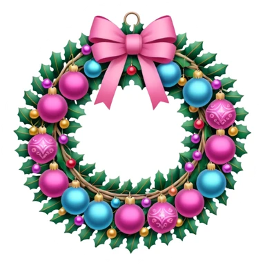 pink christmas wreath sticker