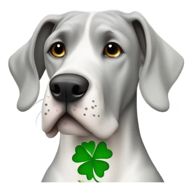 Grey great dane with four leaf clover sticker