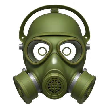 green gas mask, one filter sticker
