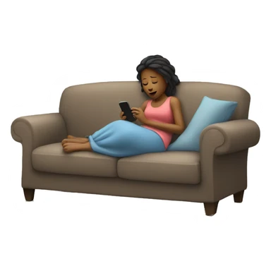 Wife laying on couch under a blanket on her phone  sticker