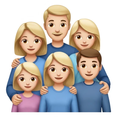Happy family of 5: mom, dad, two sisters and brother sticker