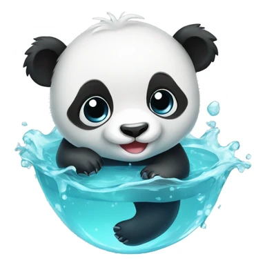 Baby panda in water cute sticker