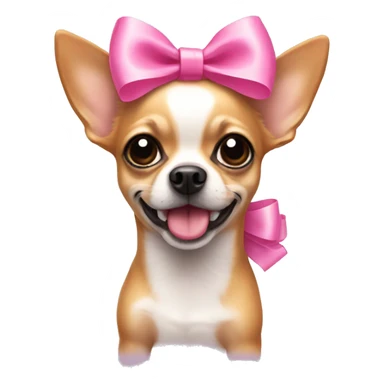 A Chihuahua with a pink bow on its head sticker