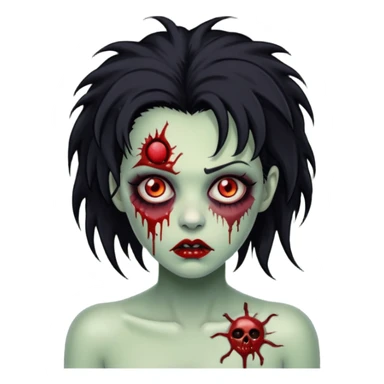 Mulher zumbi com pés escura ferimentos e um cabelo crespo cabelo preto  sticker