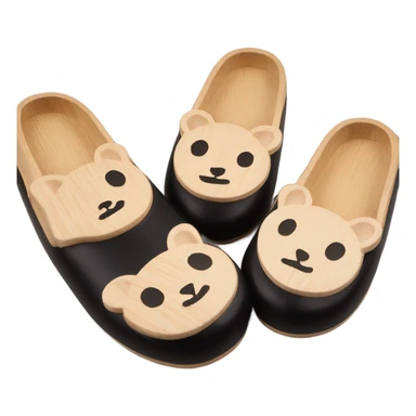 Japan wooden slippers black sticker