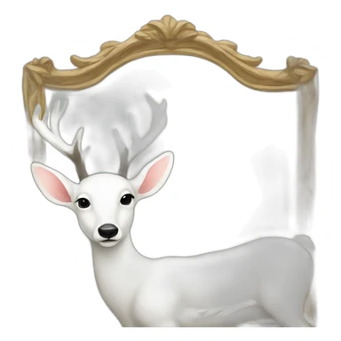 white deer kissing the mirror sticker