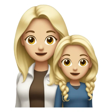 Mom with dark brown hair and daughter with blonde hair sticker