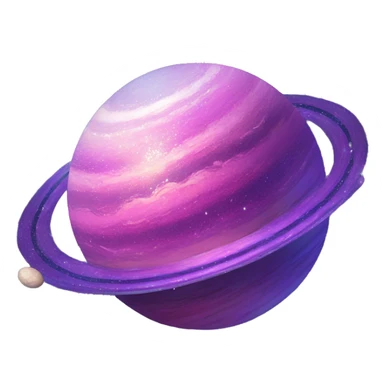 sparkly blue purple and pink glitter planet with white saturn ring sticker
