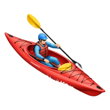 An icon showing a close-up of a kayak gliding over rippling water, with a double-bladed paddle in motion and splashes around. The sleek shape of the boat and dynamic strokes highlight the speed and precision of kayaking. Transparent background emphasizes the energy of the sport. sticker