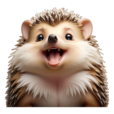 Cinematic Cute Yawning Hedgehog Portrait Emoji, Head tilted slightly with a dramatic, wide-open yawn, showcasing a soft, downy brown Fur with tiny, droopy ears and eyes barely open in drowsy contentment, Simplified yet irresistibly adorable features, highly detailed, glowing with a soft, cozy glow, high shine, relaxed yet expressive, stylized with a touch of natural whimsy, bright and endearing, soft glowing outline, capturing the essence of a sleepy yet affectionate hedgehog, so drowsy it feels like it could curl up out of the screen for a nap! sticker