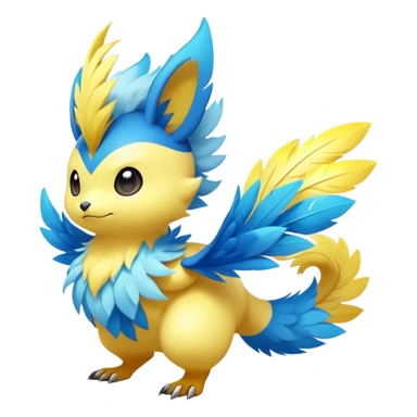 Elemental Flying-type-Electric-type colorful exotic cute chibi anime-style Pokémon-Fakémon-creature sticker