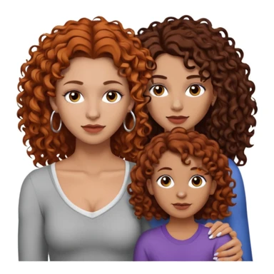 Create a family. A young hot mom. She is an alt girly with dark curly hair, an eyebrow piercing, and a nose ring. Her two teenage kids are gay girlies. One has shoulder length auburn hair and has an eyebrow ring. The other has short bleached curly hair, bleached eyebrows and a lip ring  sticker