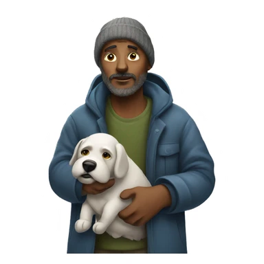 homeless man with dog sticker
