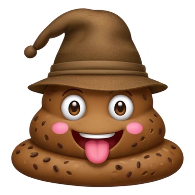 cartoon poop with a stylish hat, cheerful expression sticker