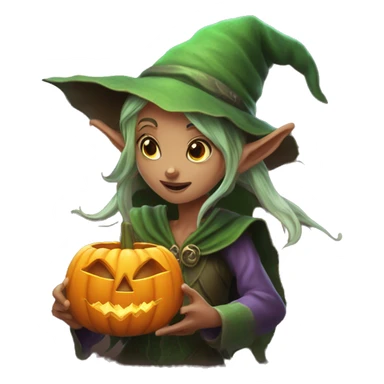 pumkin elf casting a spell sticker