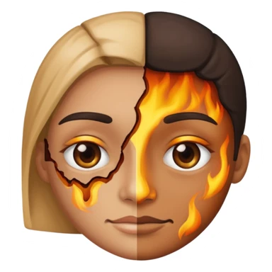 one half normal face other half burnt skin sticker