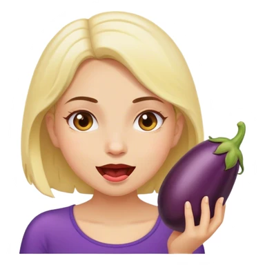 girl eating a eggplant  sticker