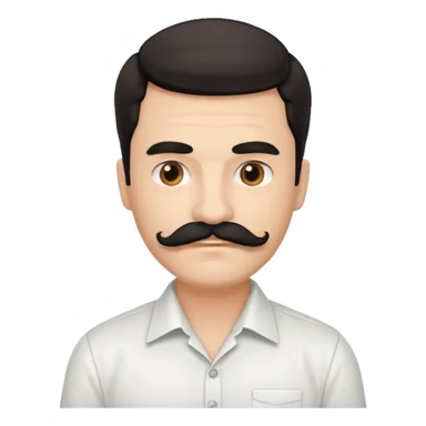 mustached man with medium hair and white shirt and black mustach and hair sticker