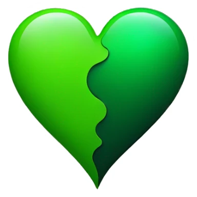 Half black and half Green heart sticker