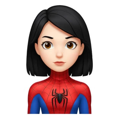 cute emoji of a girl with black hair in a Spiderman suit sticker