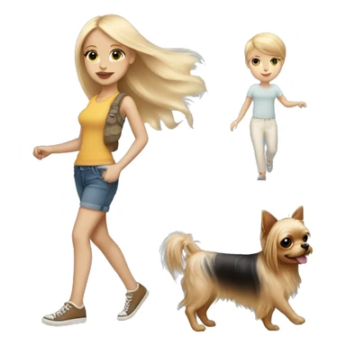long blonde hair blue eyed girl walking chihuahua and yorkie sticker