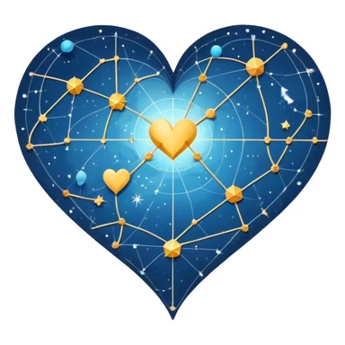 Celestial folded map with constellation heart patterns connecting like stars, cosmic exploration of love and attraction sticker