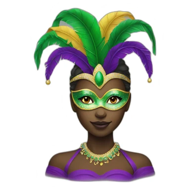 girl wearing a mardi gras mask white skin sticker