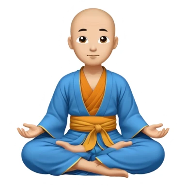 Tibetan monk floating in lotus pose in a blue kimono sticker
