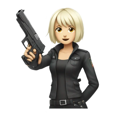 Anime girl with a gun  sticker