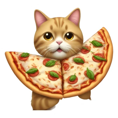 Un chat rose en tutu qui mange une pizza sticker