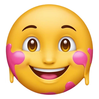 classic yellow round emoji with pink paint effect from just below the eyes to the chin sticker