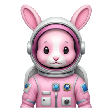 pink rabbit with astronaut costume sticker