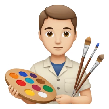 artist with palette and paintbrushes sticker