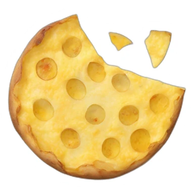 spanish round potato omelette from a top persective and missing a cuña sticker