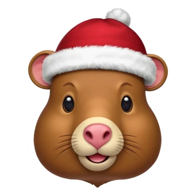 Una capibara con gorro navideño sticker