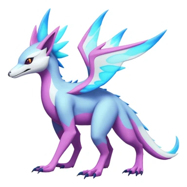 scaly flurry dark bioluminescent translucent luminescent neon pastel bright pale Latias-Sergal-Vernid-Silvally-Renamon-Zeraora-Bastet-Fakémon-hybrid-fusion-creature, full body sticker