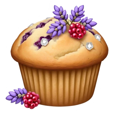 Lavender flower sprig muffin with berries and sugar crystals sticker