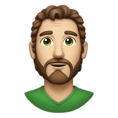 a long brown haired men with rhombus-shape face green eyes and big ling nose no facial hair sticker