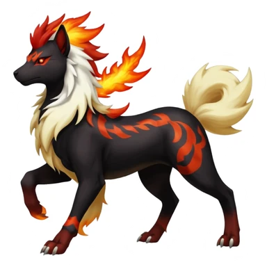 Shiny Exotic Gothic Rapidash-Houndoom-Arcanine-Pokémon-Fakémon-hybrid-creature sticker